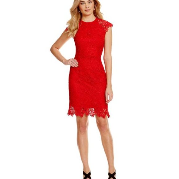 katherine kelly Dresses & Skirts - Katherine Kelly Edith scallop red lace dress